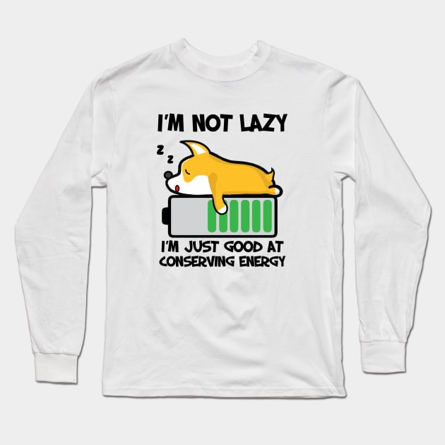 Pembroke Welsh Corgi Sleeping Energy Saving Dog Long Sleeve T-Shirt by alltheprints